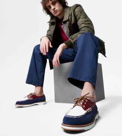 Tod's LACE-UPS IN LEATHER - BLUE, WHITE, RED outlook