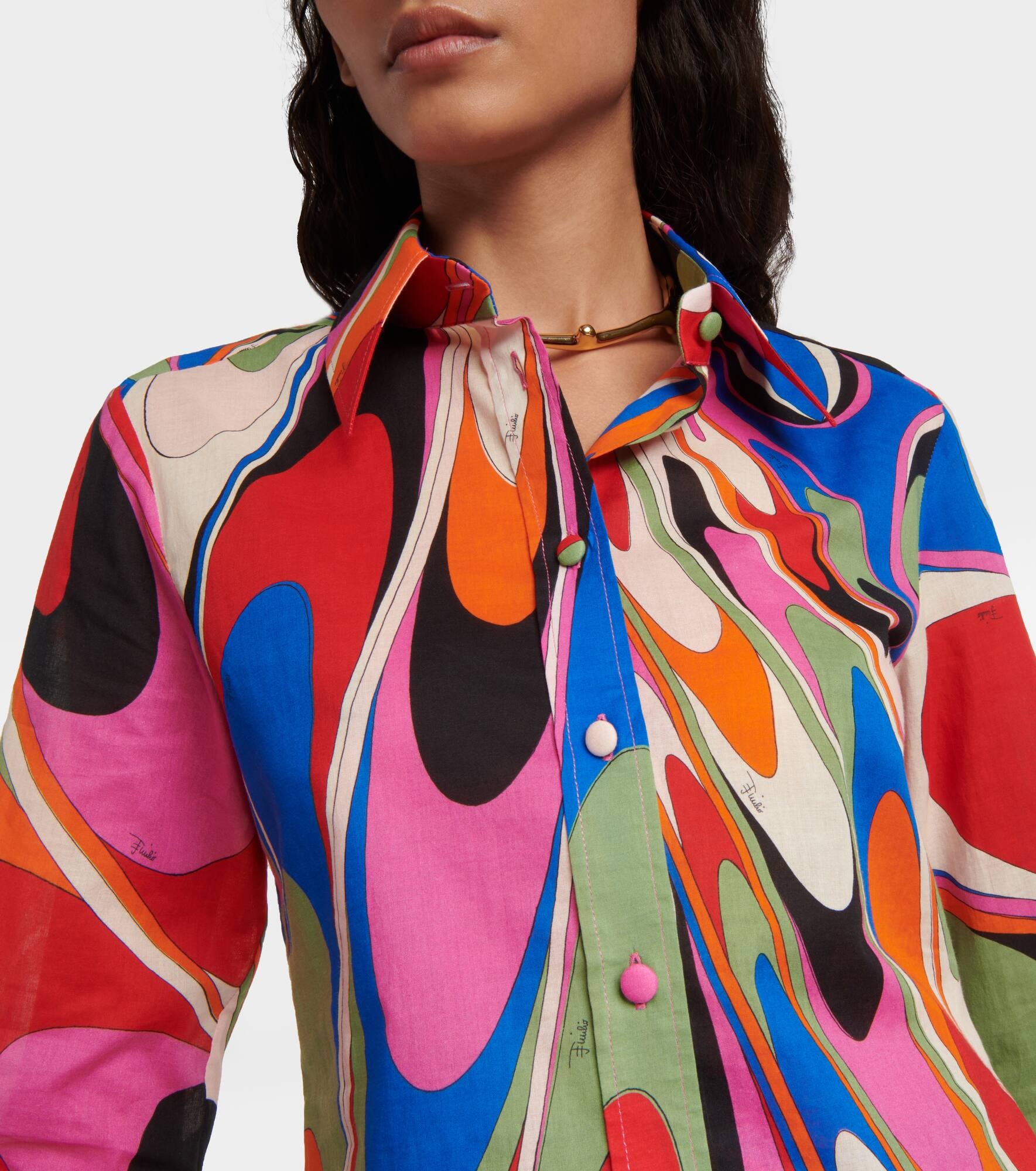 Onde printed cotton shirt - 4