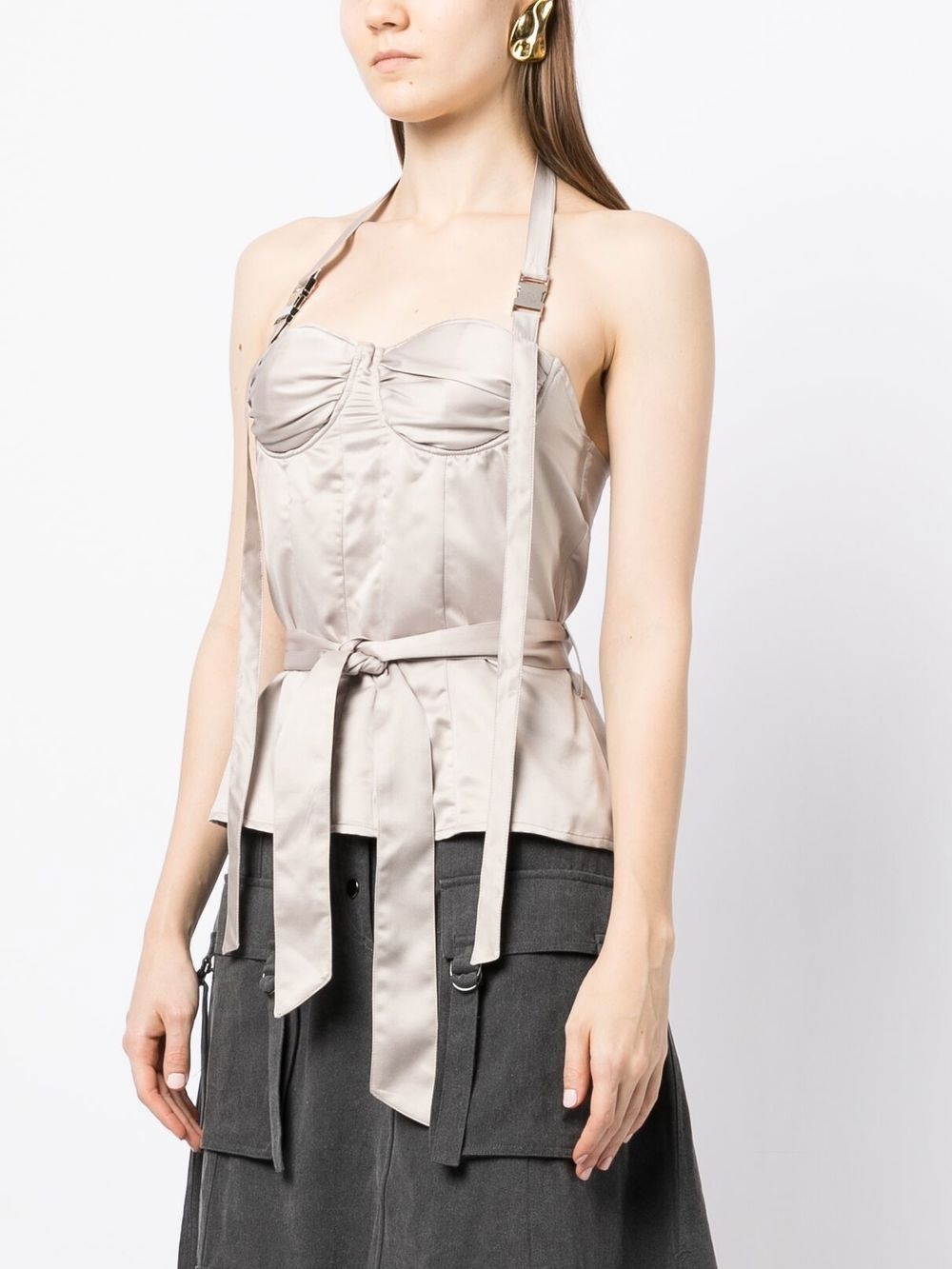 bustier-detail halterneck top - 3