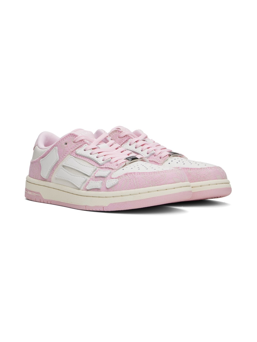 Pink & White Bandana Denim Skel Top Low Sneakers - 4