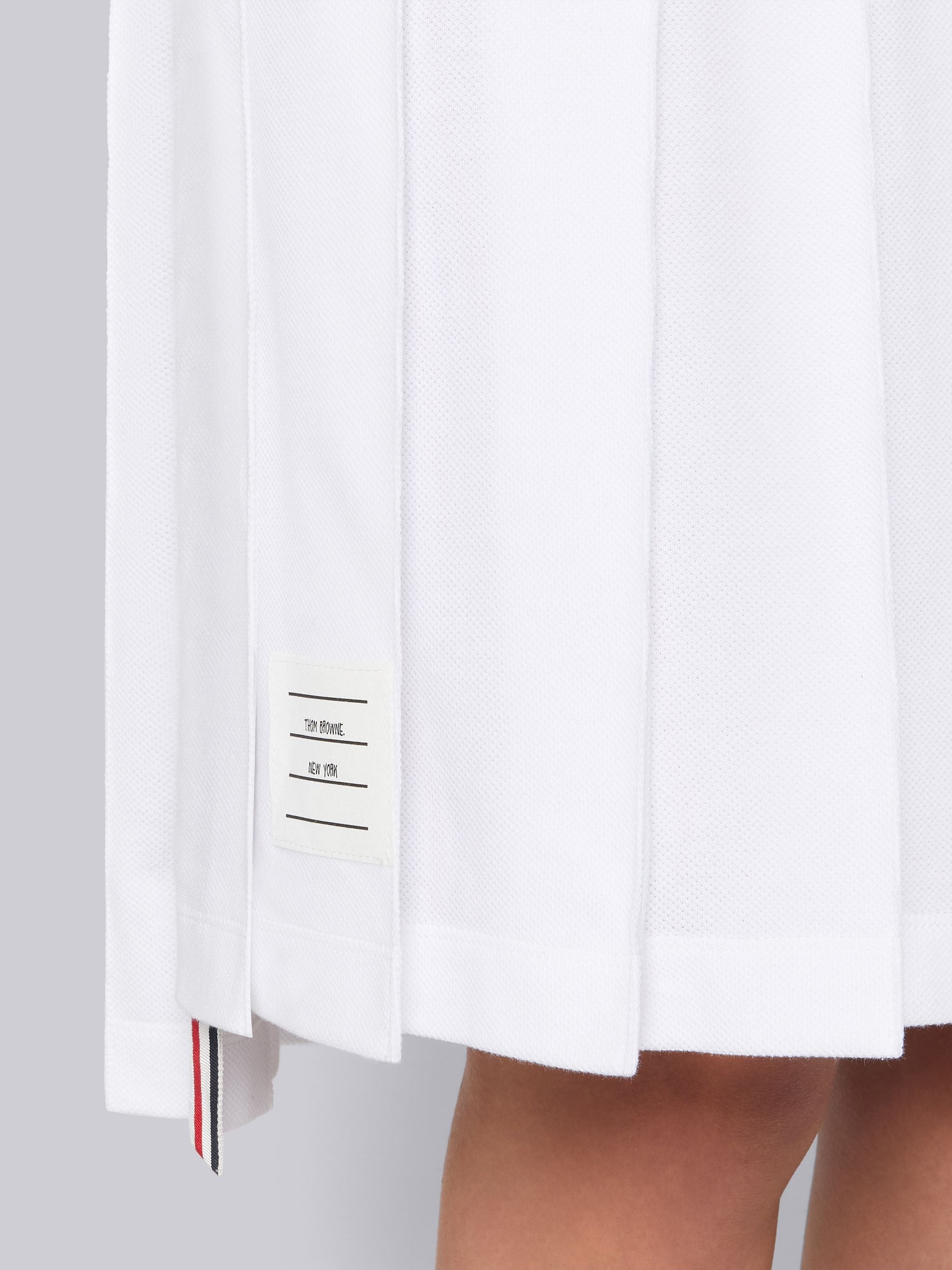 Multicolor Fun-Mix Classic Pique Short Sleeve Knee Length Pleated Polo Dress - 5