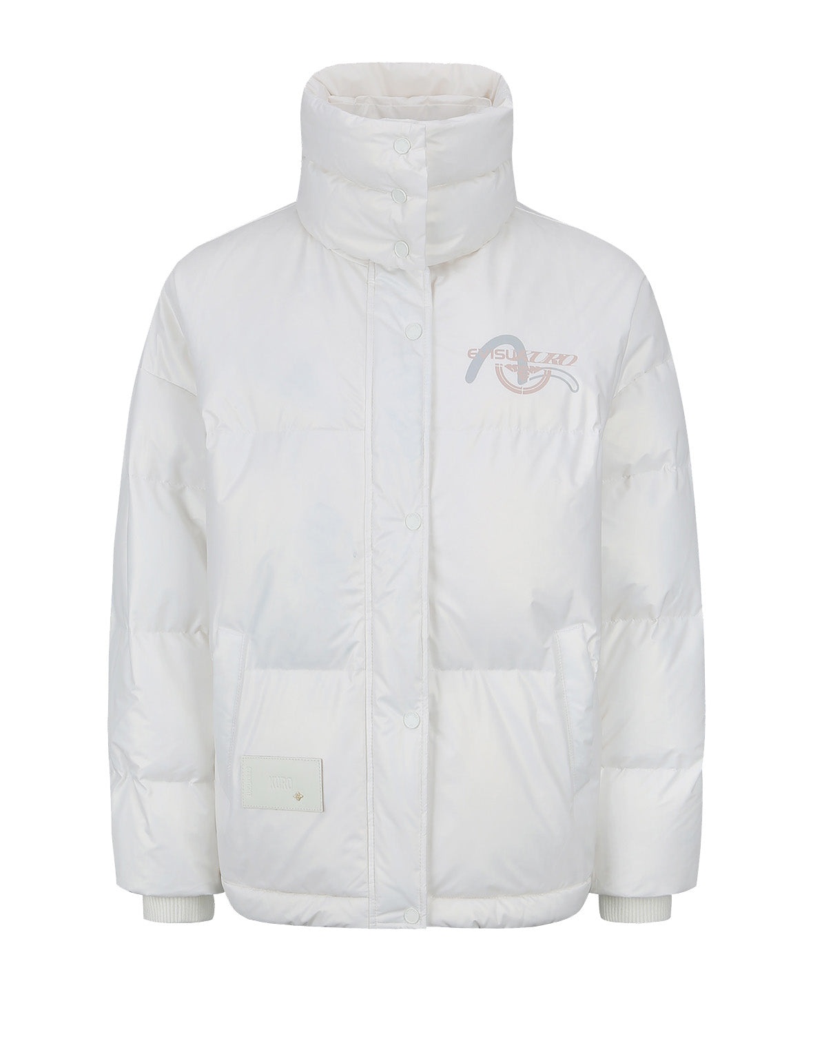 Double Collar Down Jacket with Quilted Seagull - 16