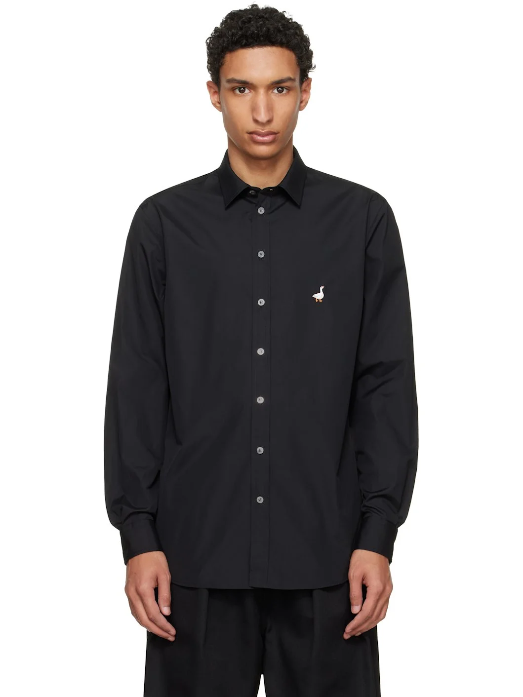 Black Embroidered Archive Goose Shirt - 1