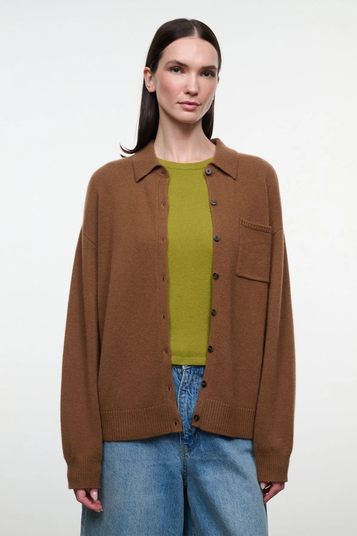 STAUD CAMERON CASHMERE CARDIGAN CIGAR - 1