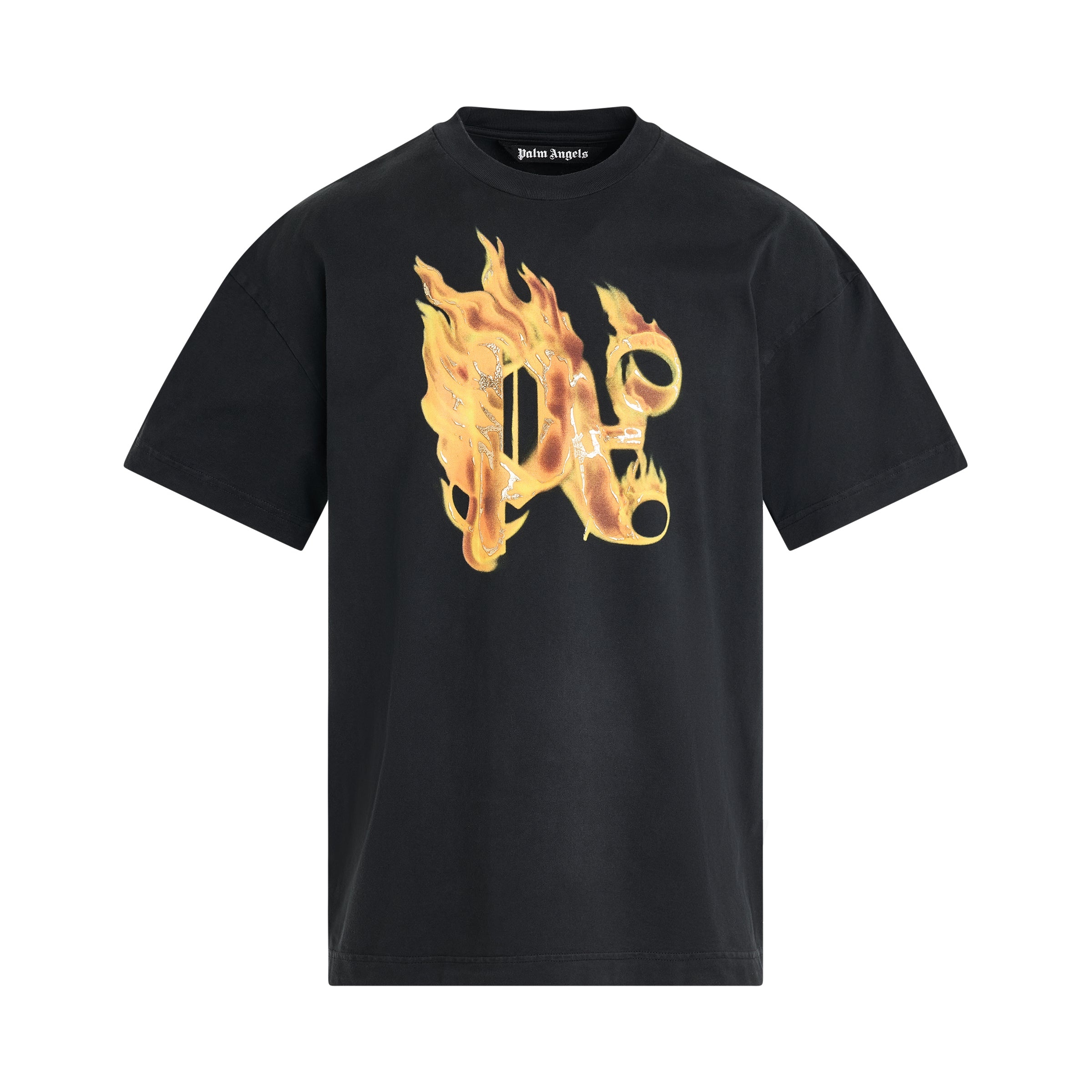 Burning Monogram T-Shirt in Black/Gold - 1