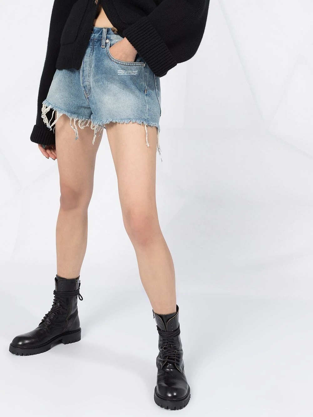 raw hem denim shorts - 3