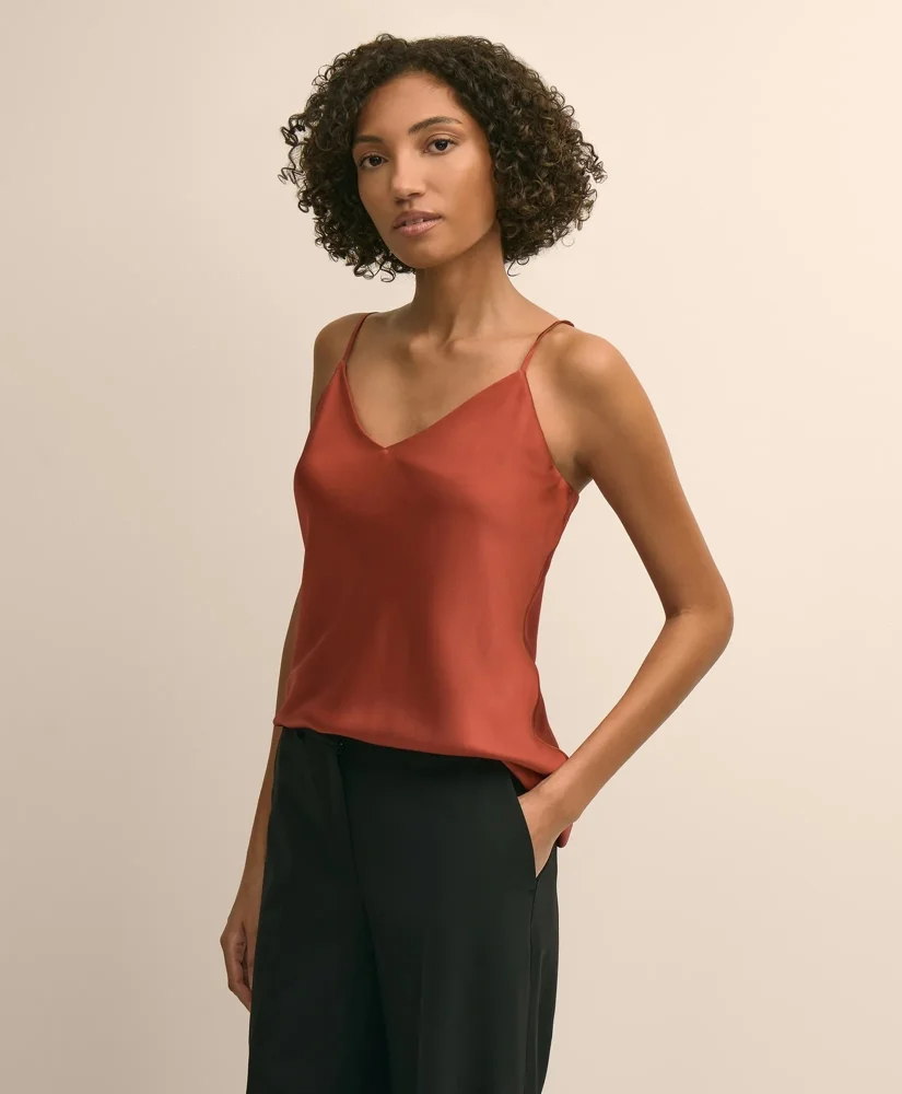 V-Neck Cami in Washable Silk Charmeuse - 1