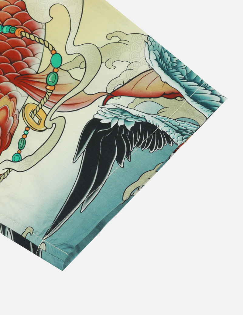 COLORFUL SEAGULL AND CARP PRINT LOOSE FIT SHORT SLEEVE SHIRT 9