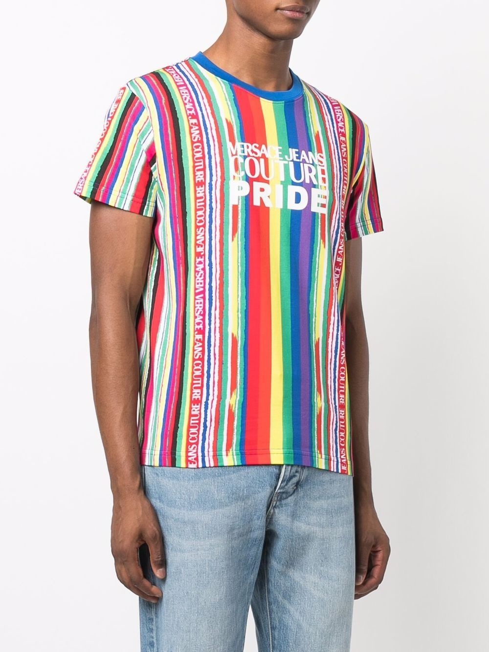 Pride striped logo-print T-shirt - 3