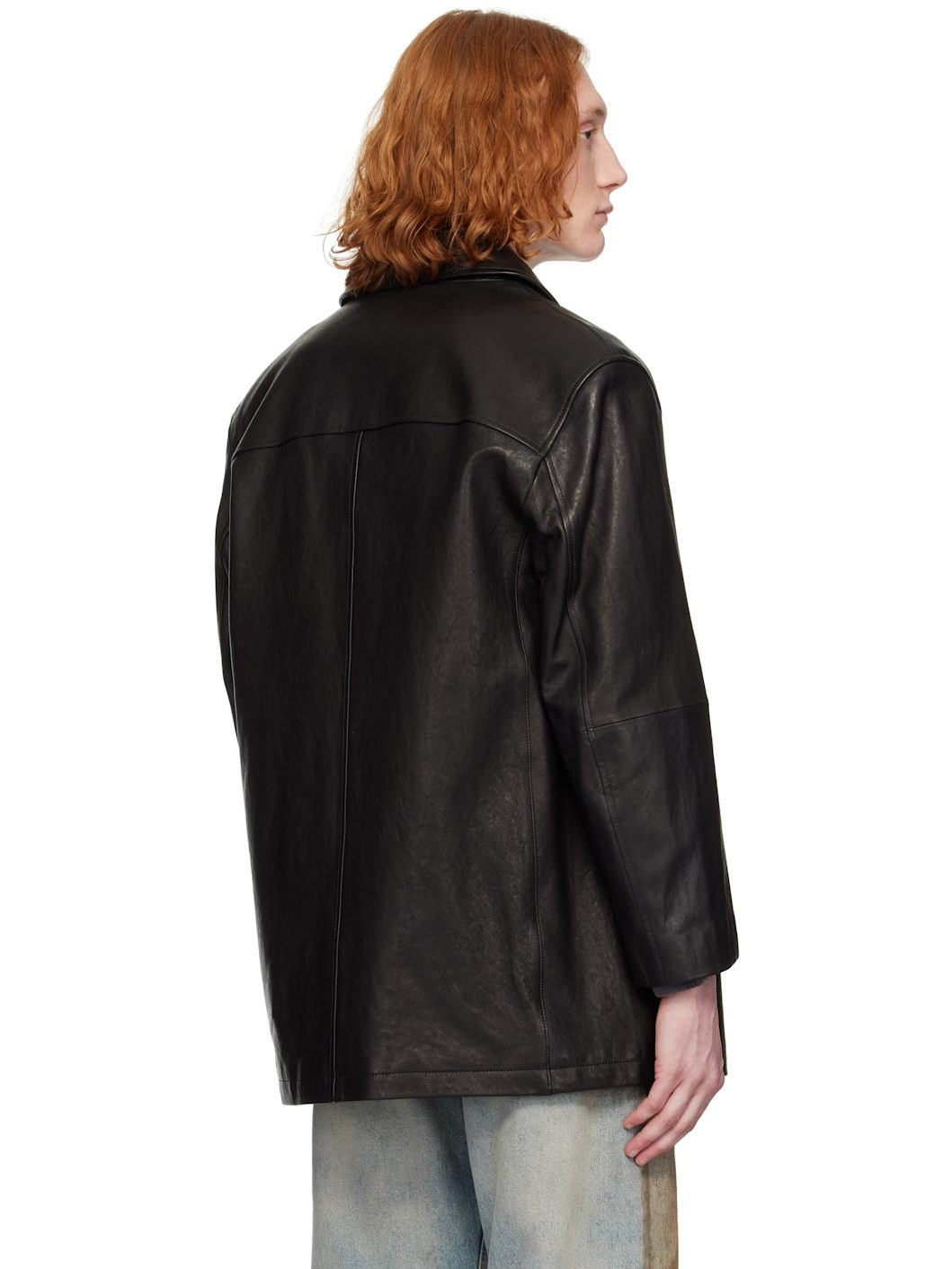 Black Half Leather Jacket - 3