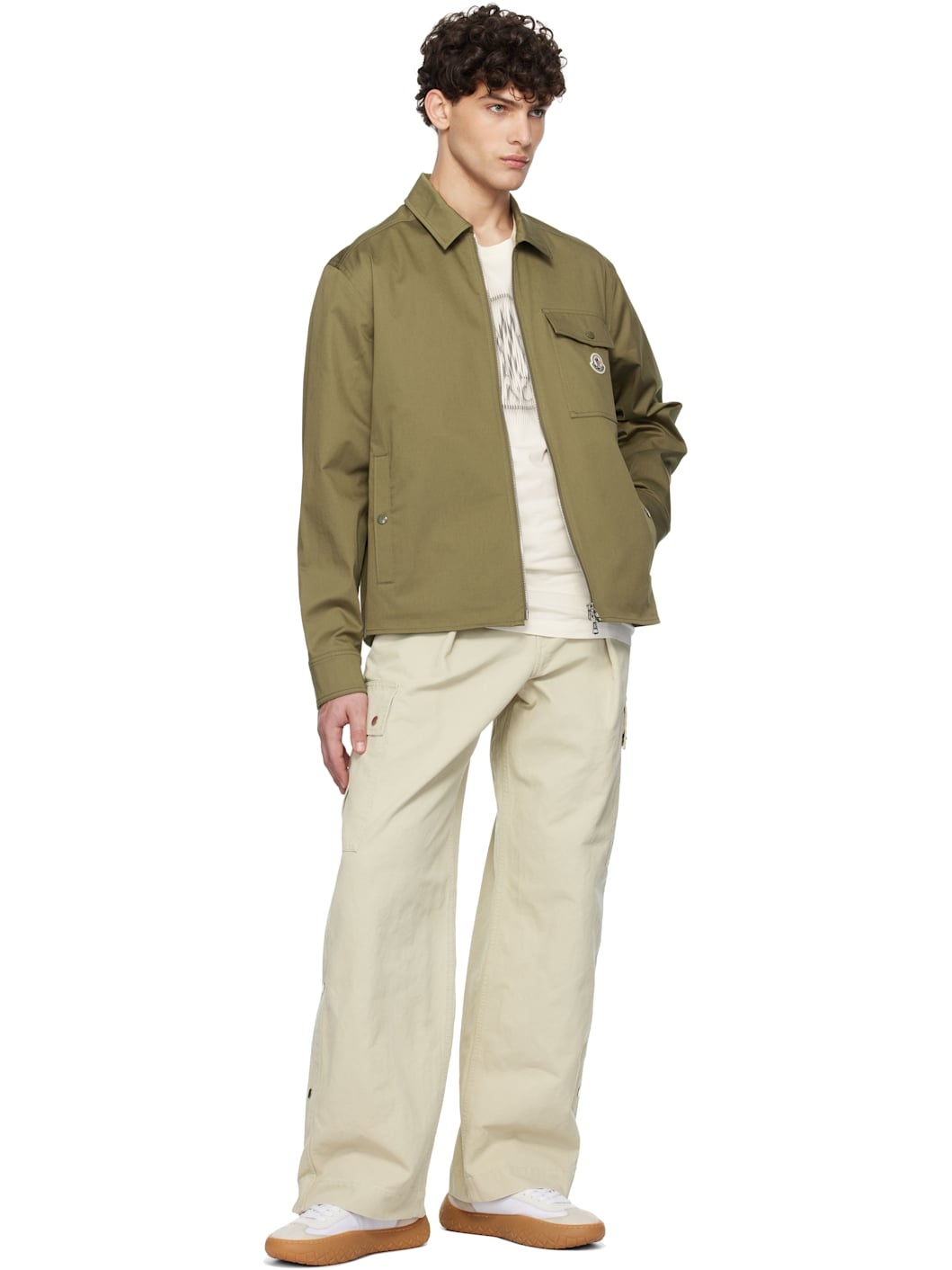 Khaki Cotton Gabardine Zip-Up Jacket - 4