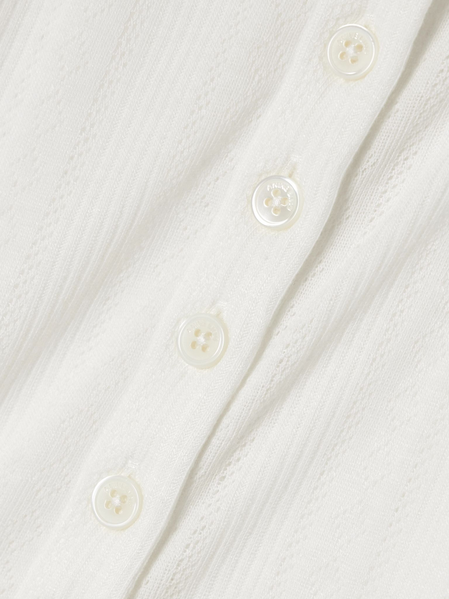 Pia pointelle-knit Henley top Off-white - 5