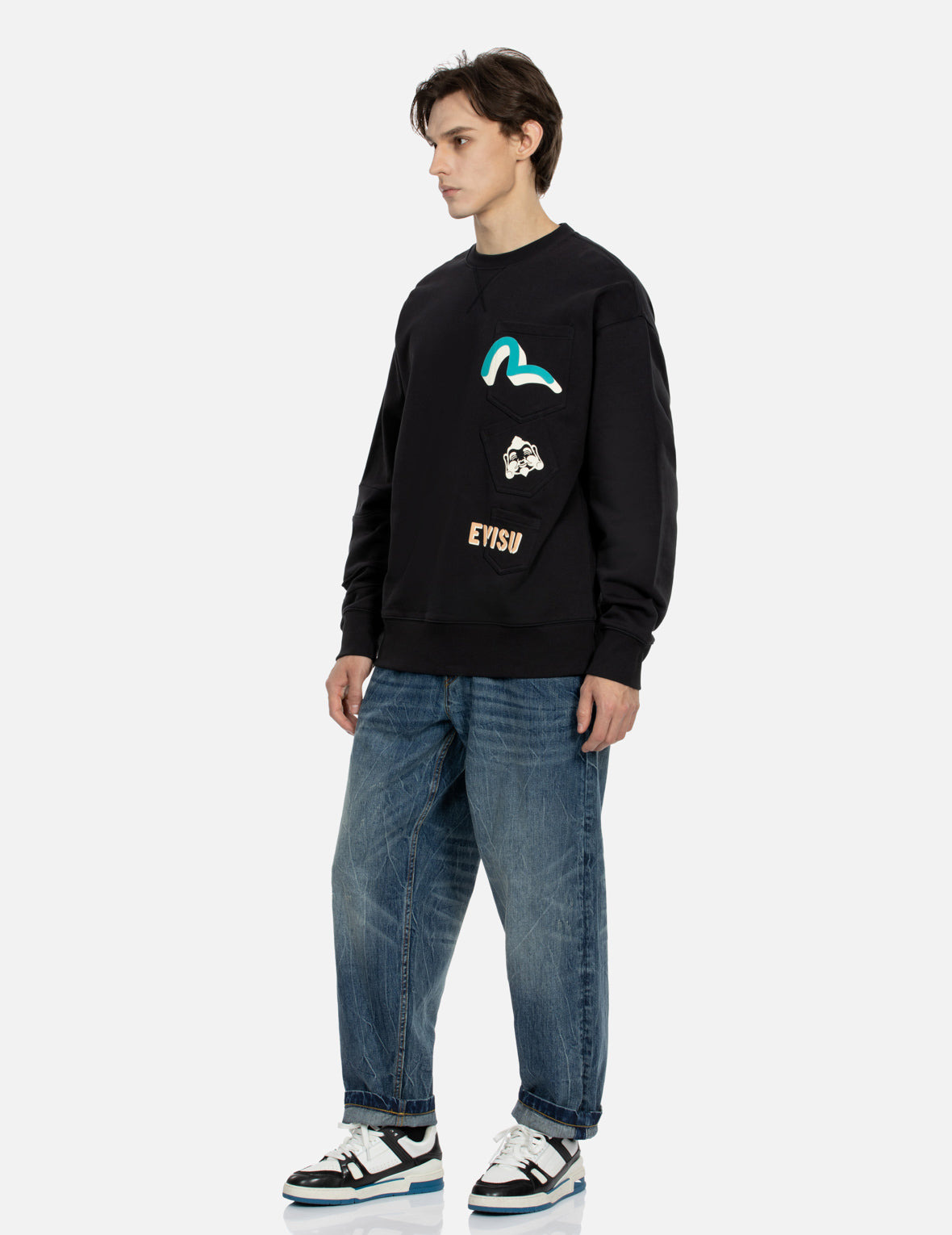SEAGULL AND GODHEAD PRINT POCKET LOOSE FIT SWEATSHIRT - 3