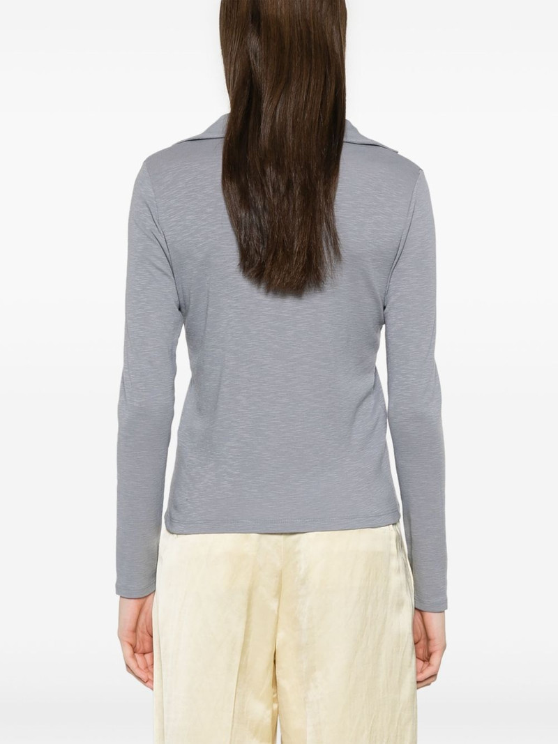 open-neck long-sleeve polo top 4