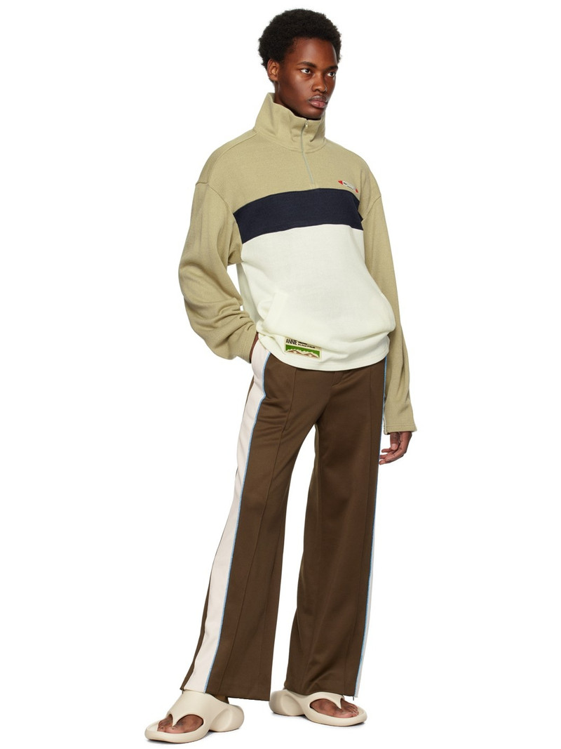 Kijun Off-White & Taupe Half-Zip Track Jacket outlook