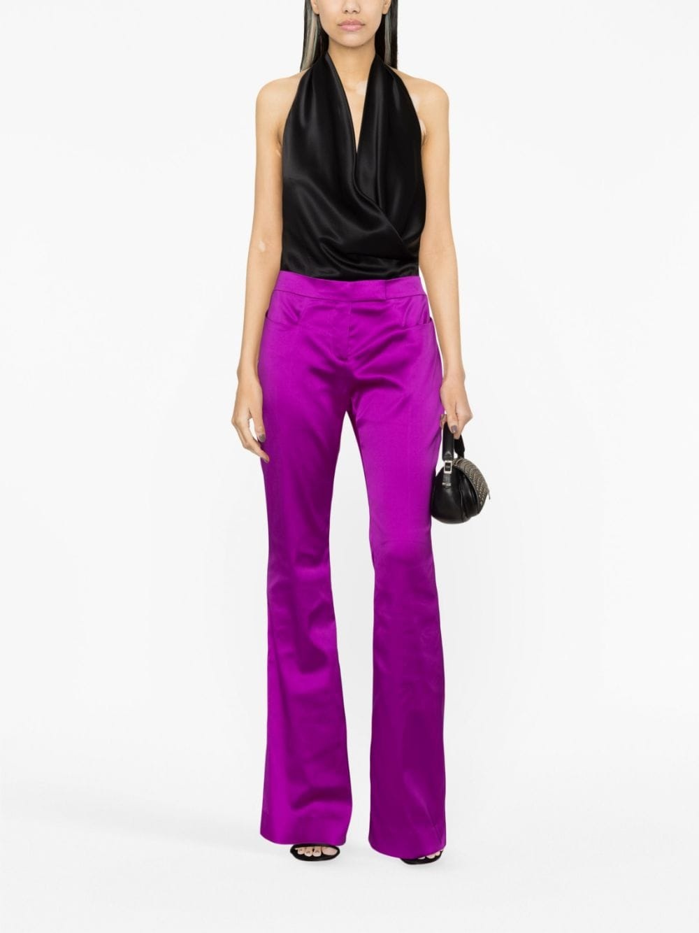 flared satin trousers - 2