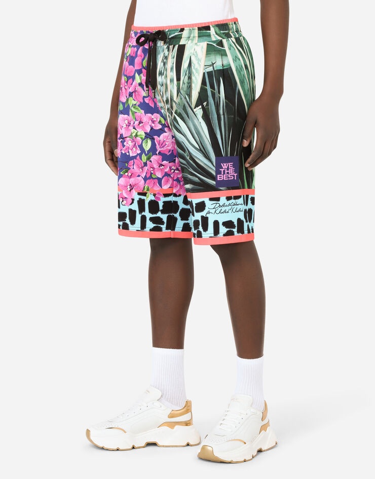 Jersey jogging shorts with jungle mix print - 7