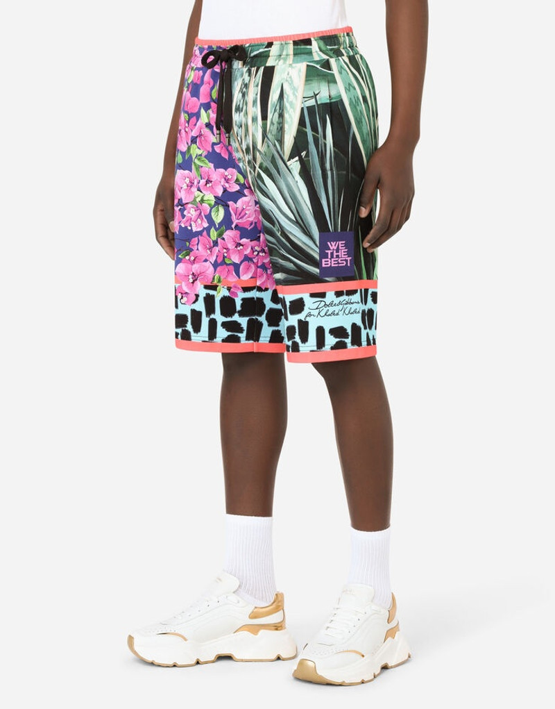Jersey jogging shorts with jungle mix print 7