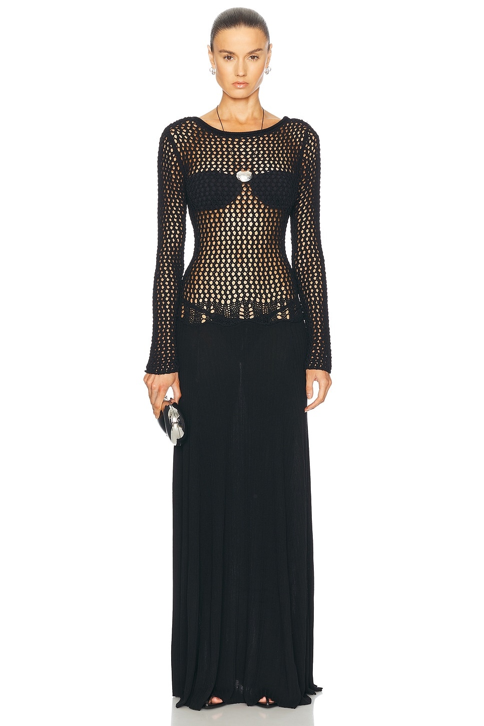Grafted Long Sleeve Dress - 1