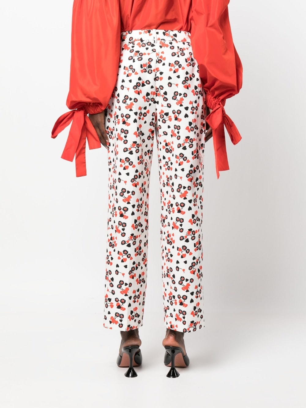 floral-print high-waist trousers - 4