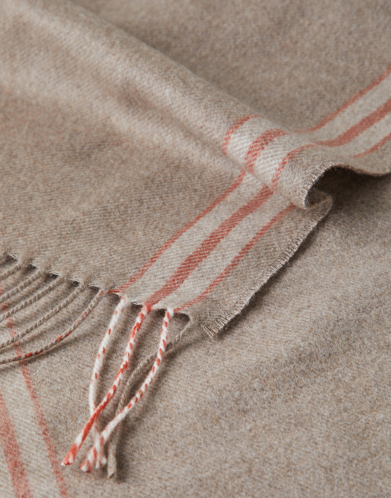 Silk scarf with striped edge and long fringe 3