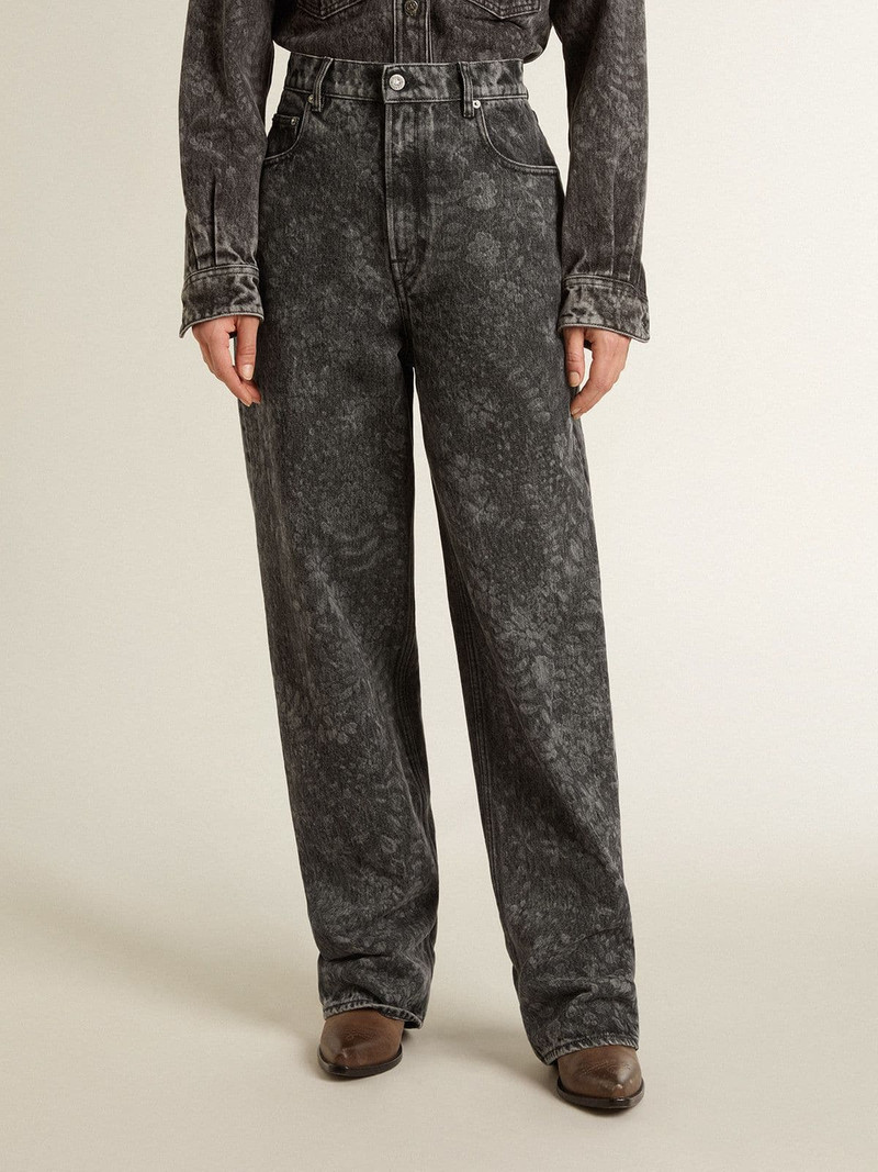 Golden Goose Women's black jeans with a floral motif outlook