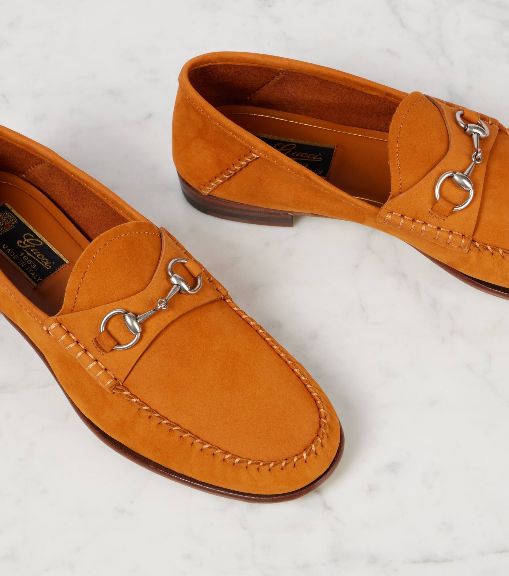 Gigi Horsebit suede penny loafers - 5