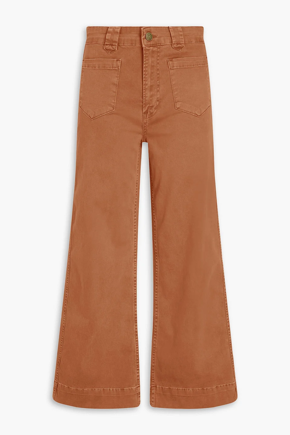 Cropped cotton-blend twill straight-leg pants - 1