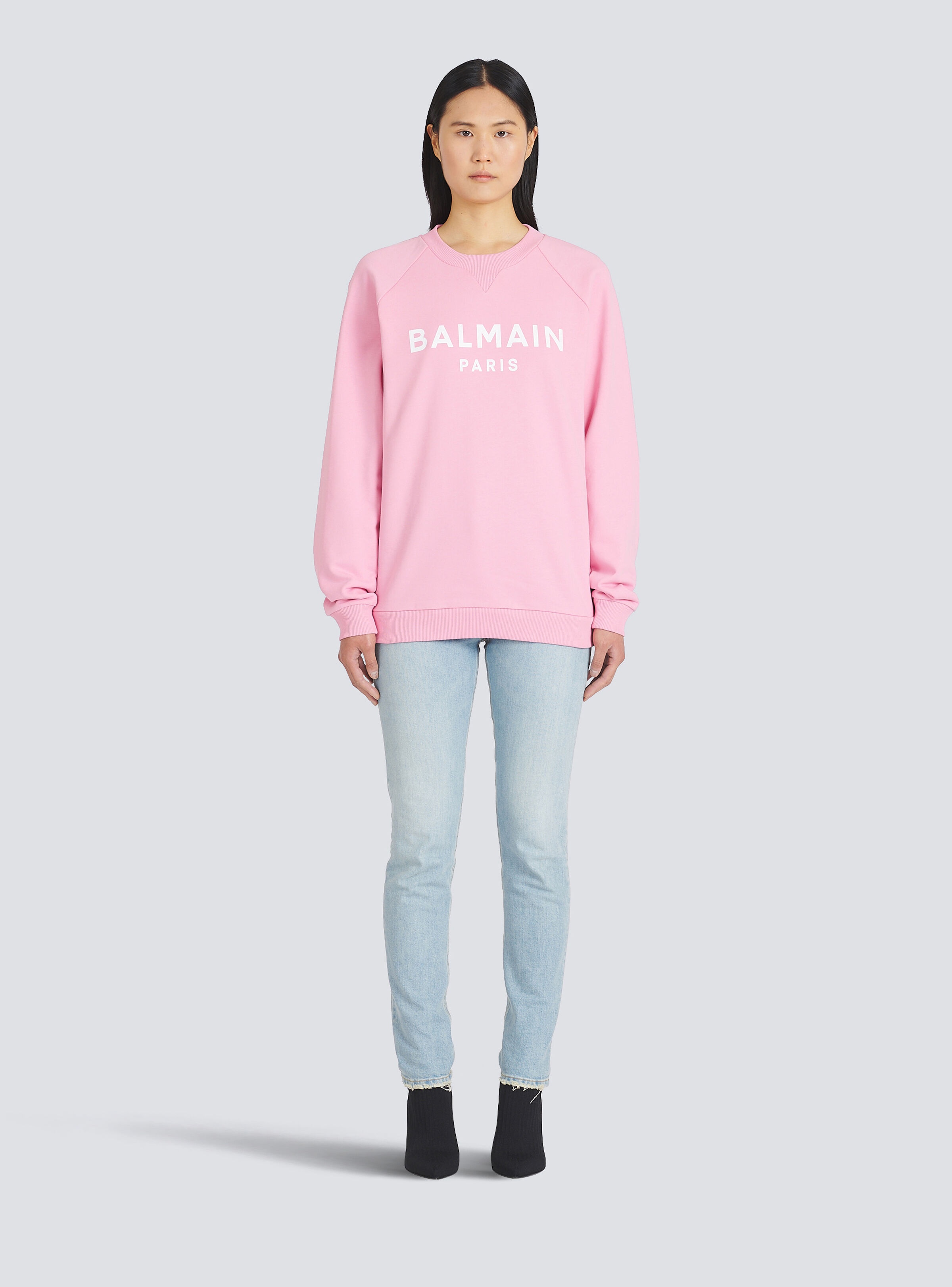 Eco-designed cotton sweatshirt with Balmain logo print - 3
