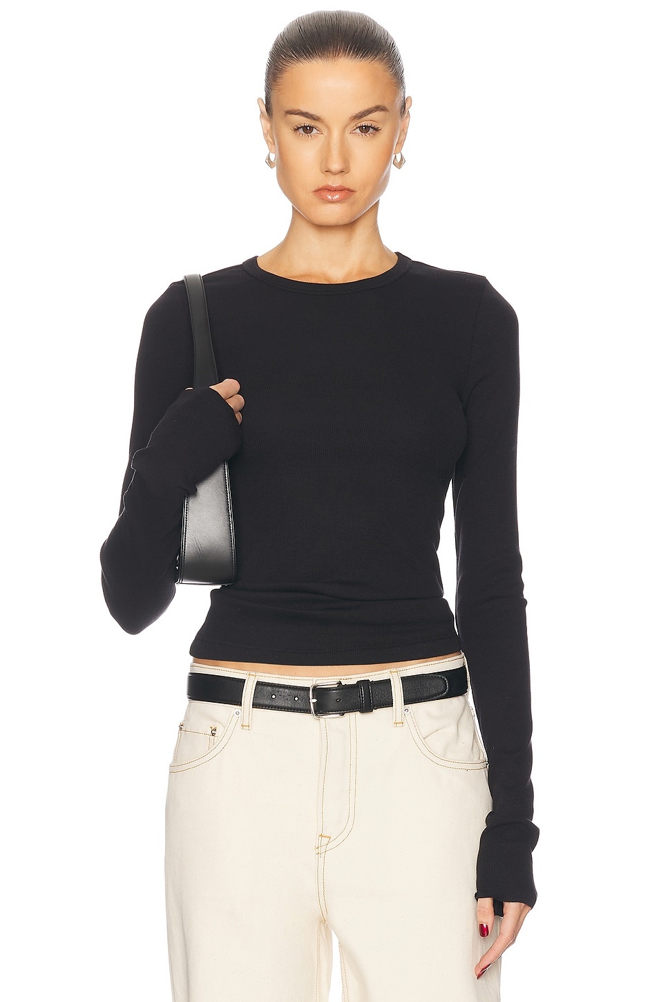 Crew Neck Extra Long Sleeve Tee - 1