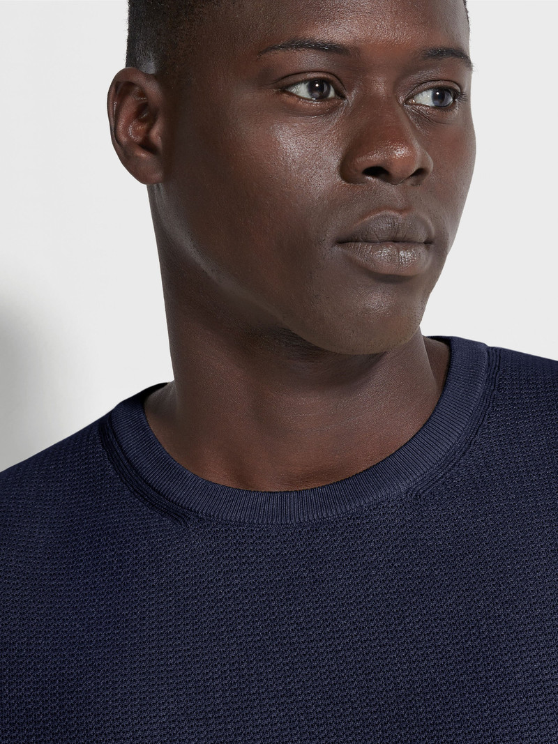 ZEGNA INK BLUE PREMIUM COTTON CREWNECK outlook