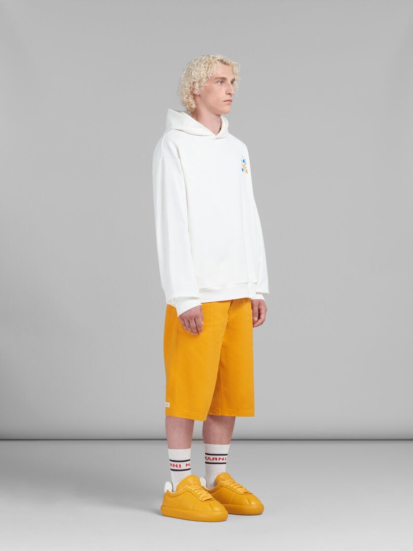 WHITE BIO COTTON HOODIE WITH MARNI DRIPPING PRINT - 5