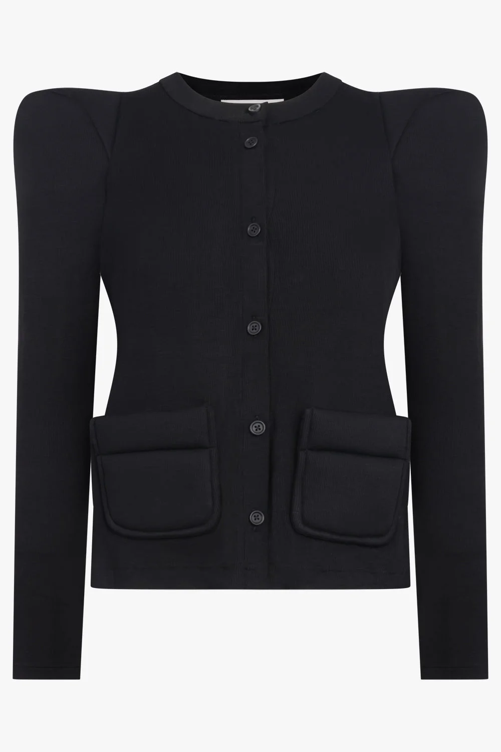 FOAMY SHOULDER CARDIGAN JACKET | BLACK - 1