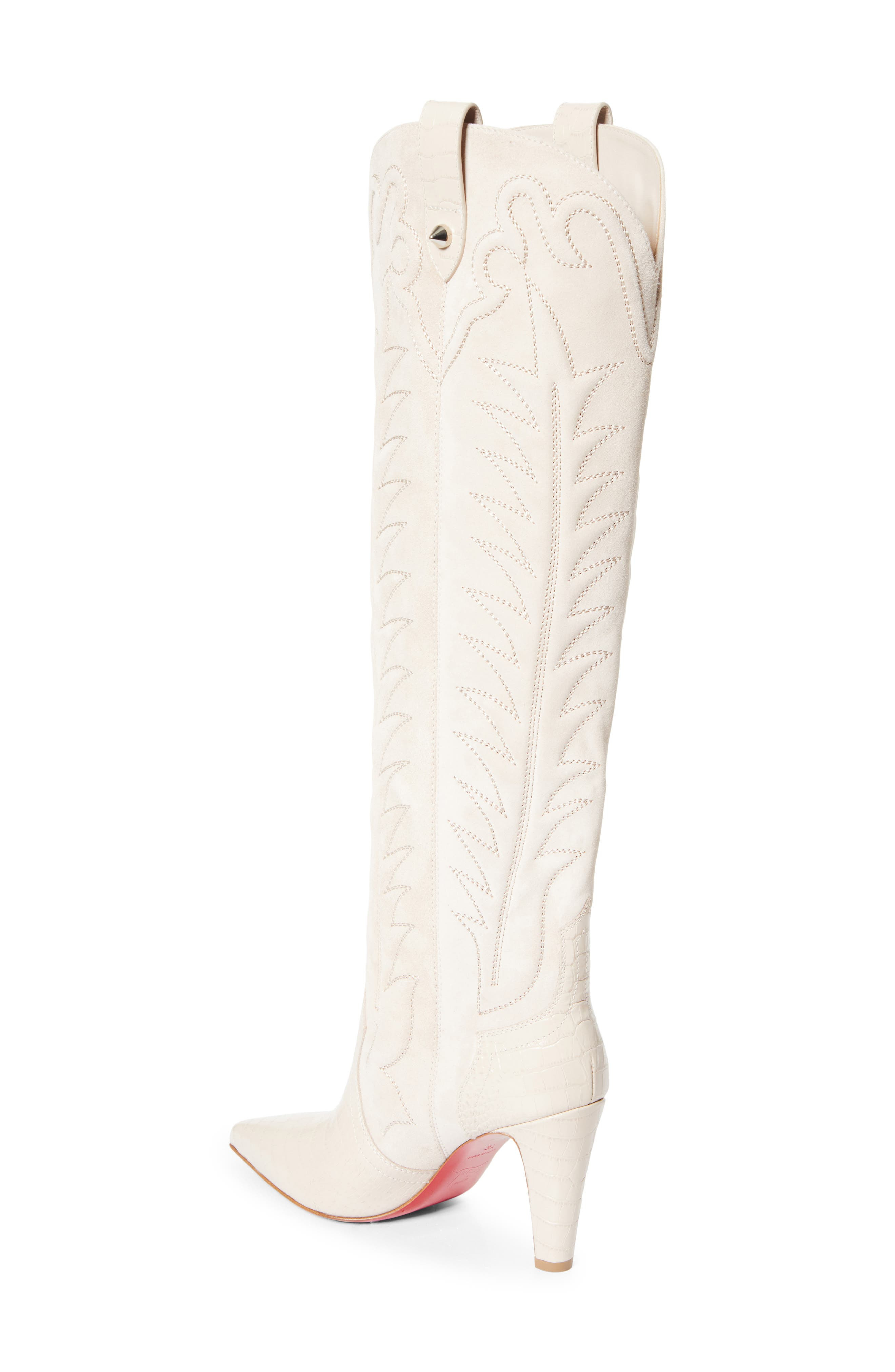 Christian Louboutin Santia Pointed Toe Western Boot in 9062  Pearl at Nordstrom - 2