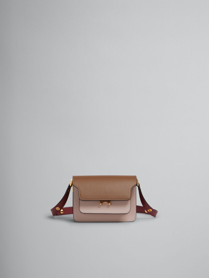 BEIGE PINK AND RED SMOOTH CALFSKIN MINI TRUNK BAG 1