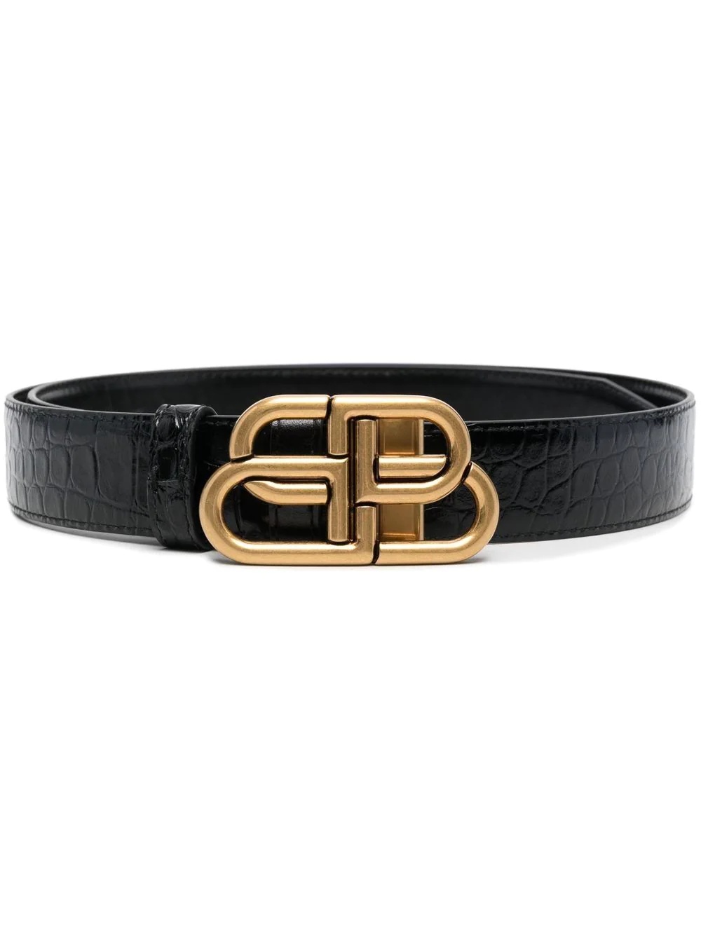 Reversible crocodile-embossed leather belt - 1