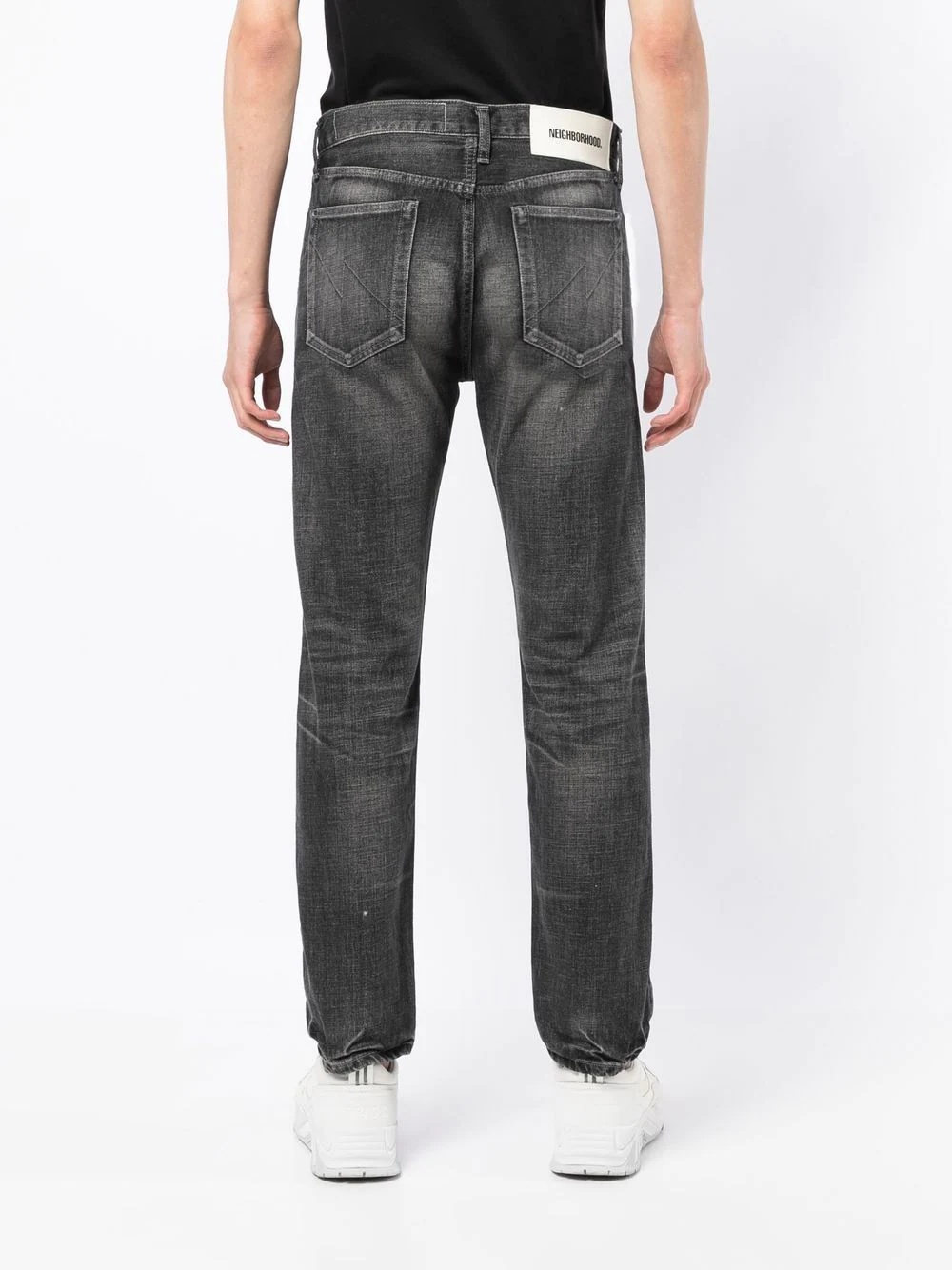 washed-effect slim-cut jeans - 4