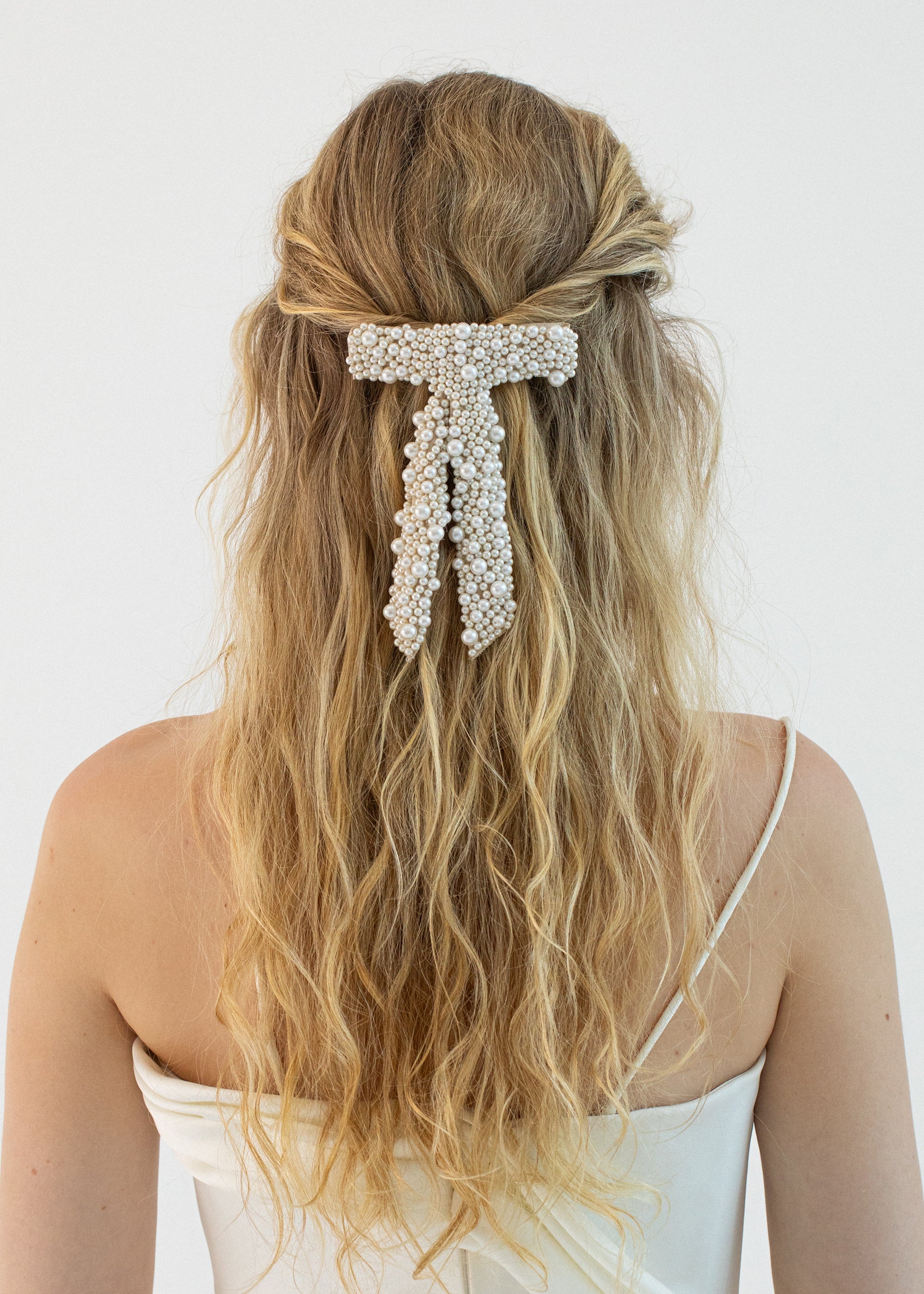 Donna Pearl Bow Barrette - 5