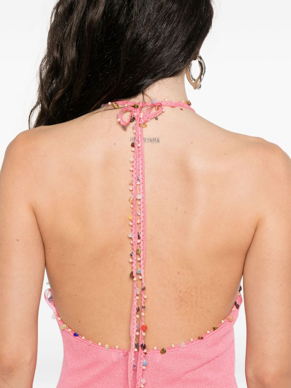 embellished halterneck dress - 5