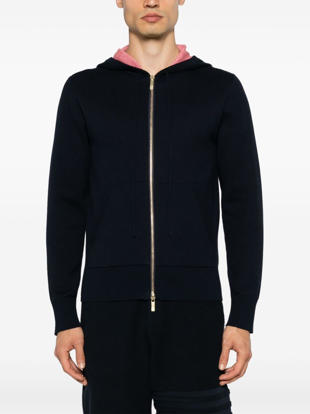 floral-jacquard hooded cardigan - 3