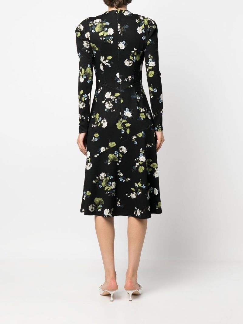 floral-print puff-shoulder dress - 4