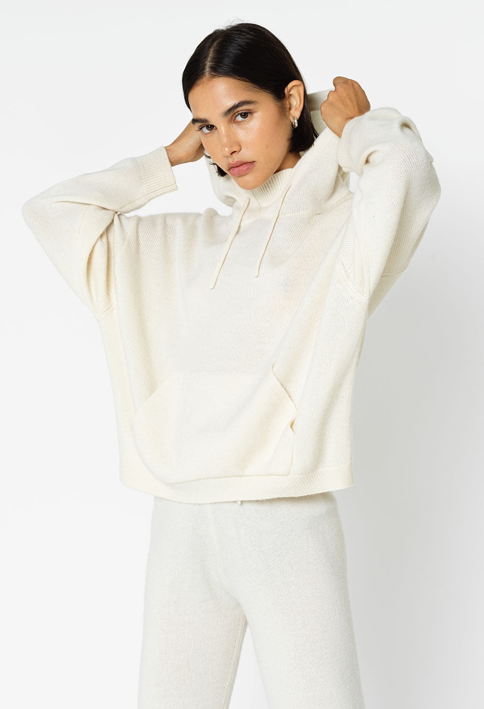 TWO TONE CASHMERE HOODIE - 1