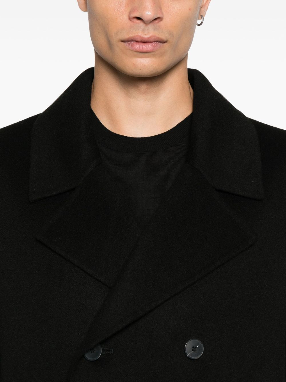 double-breasted patch-pockets coat - 5