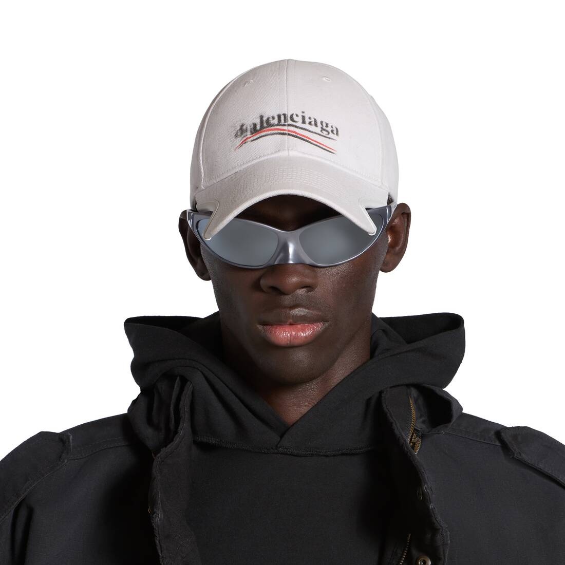 Political Stencil Cap in Off White/black - 5