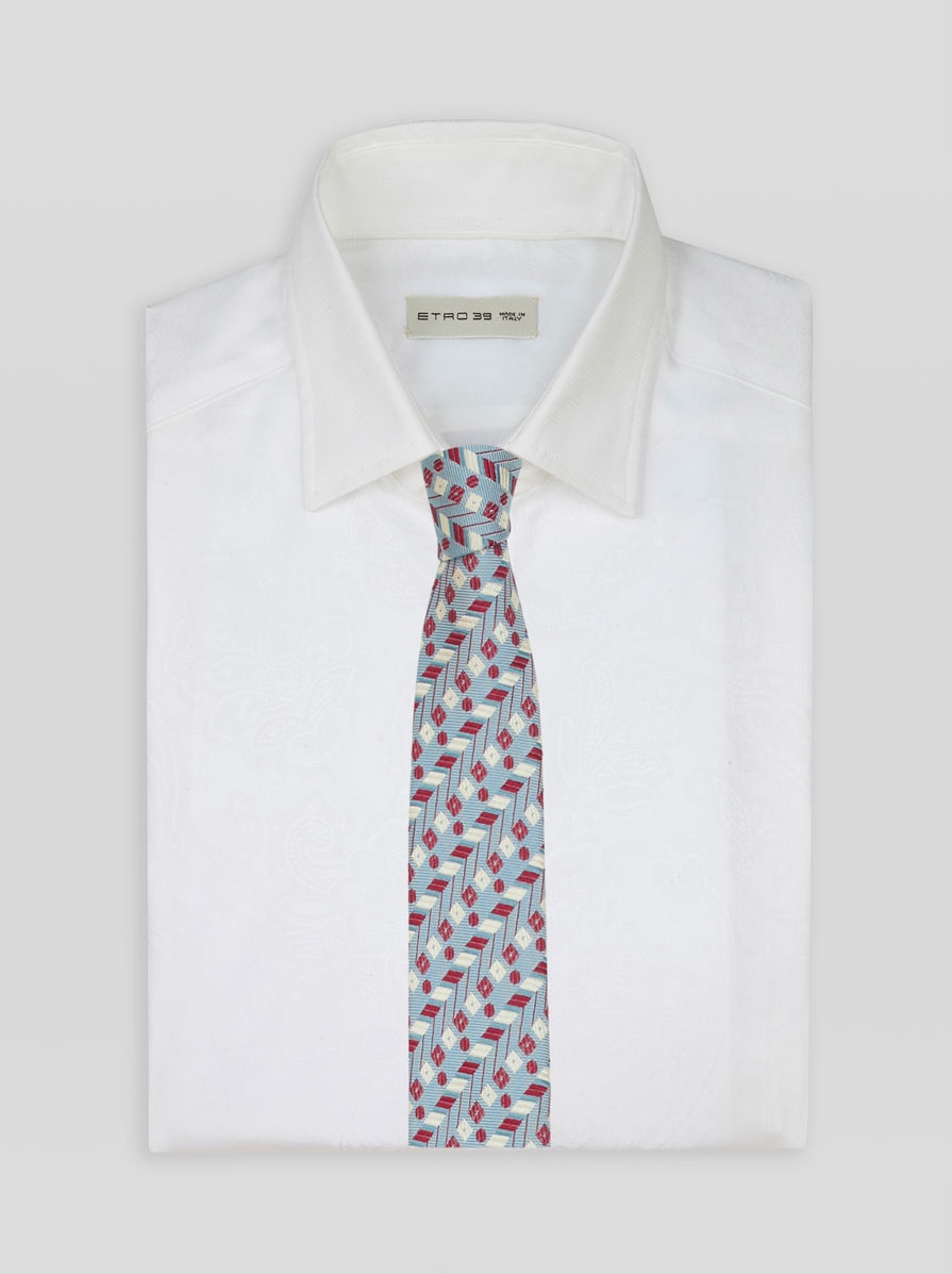 JACQUARD TIE WITH GEOMETRIC PATTERN - 2
