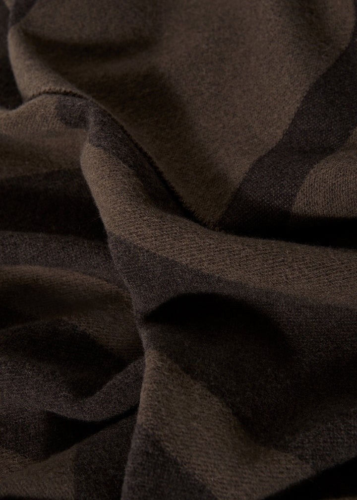 Monogram jacquard wool scarf dark brown - 7