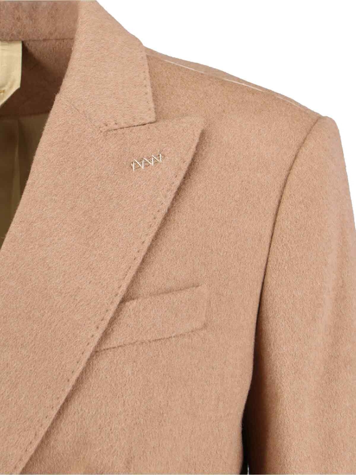 DOUBLE-BREASTED CAMEL BLAZER - 5