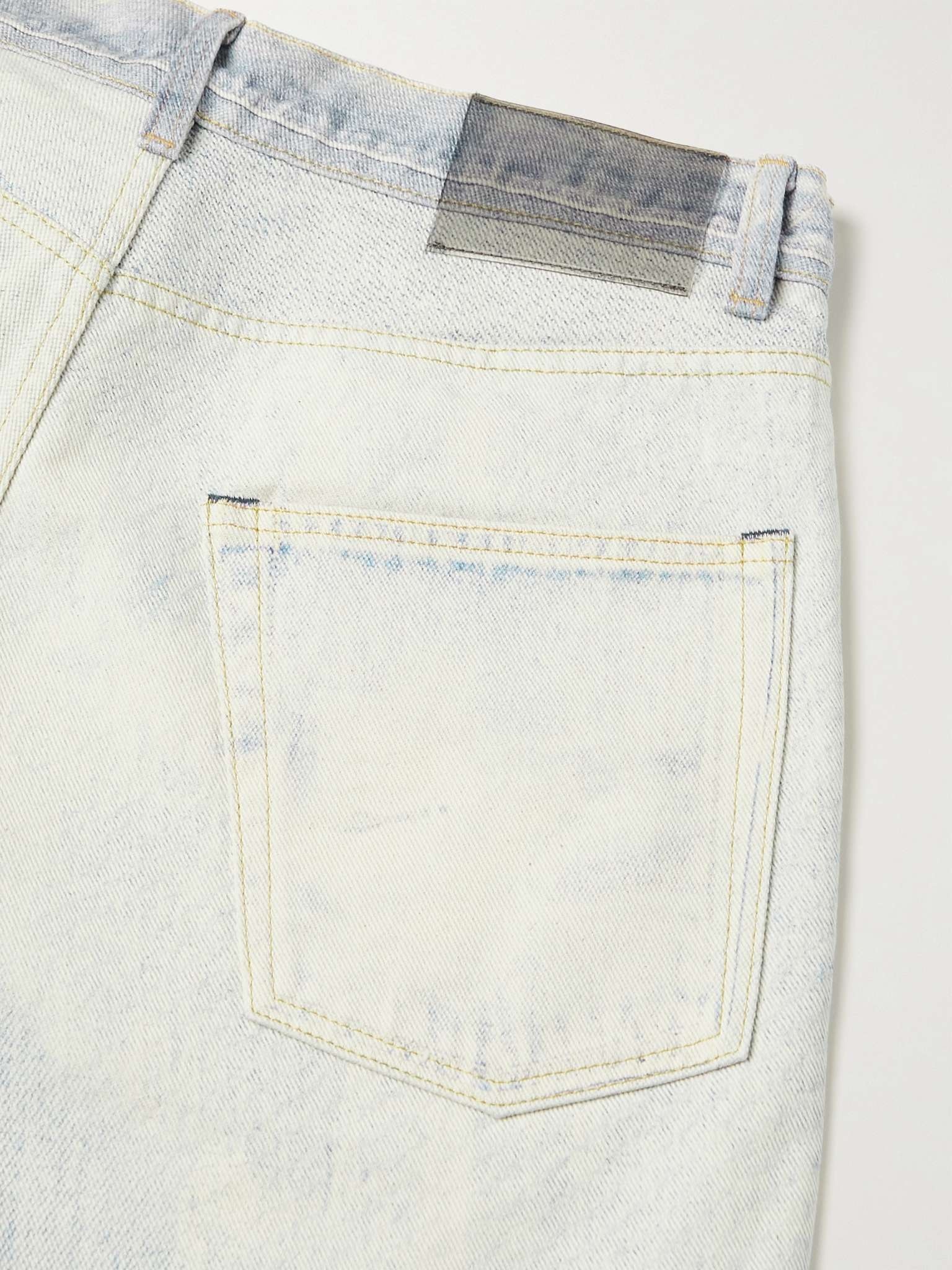 Frayed Bleached Denim Shorts - 5