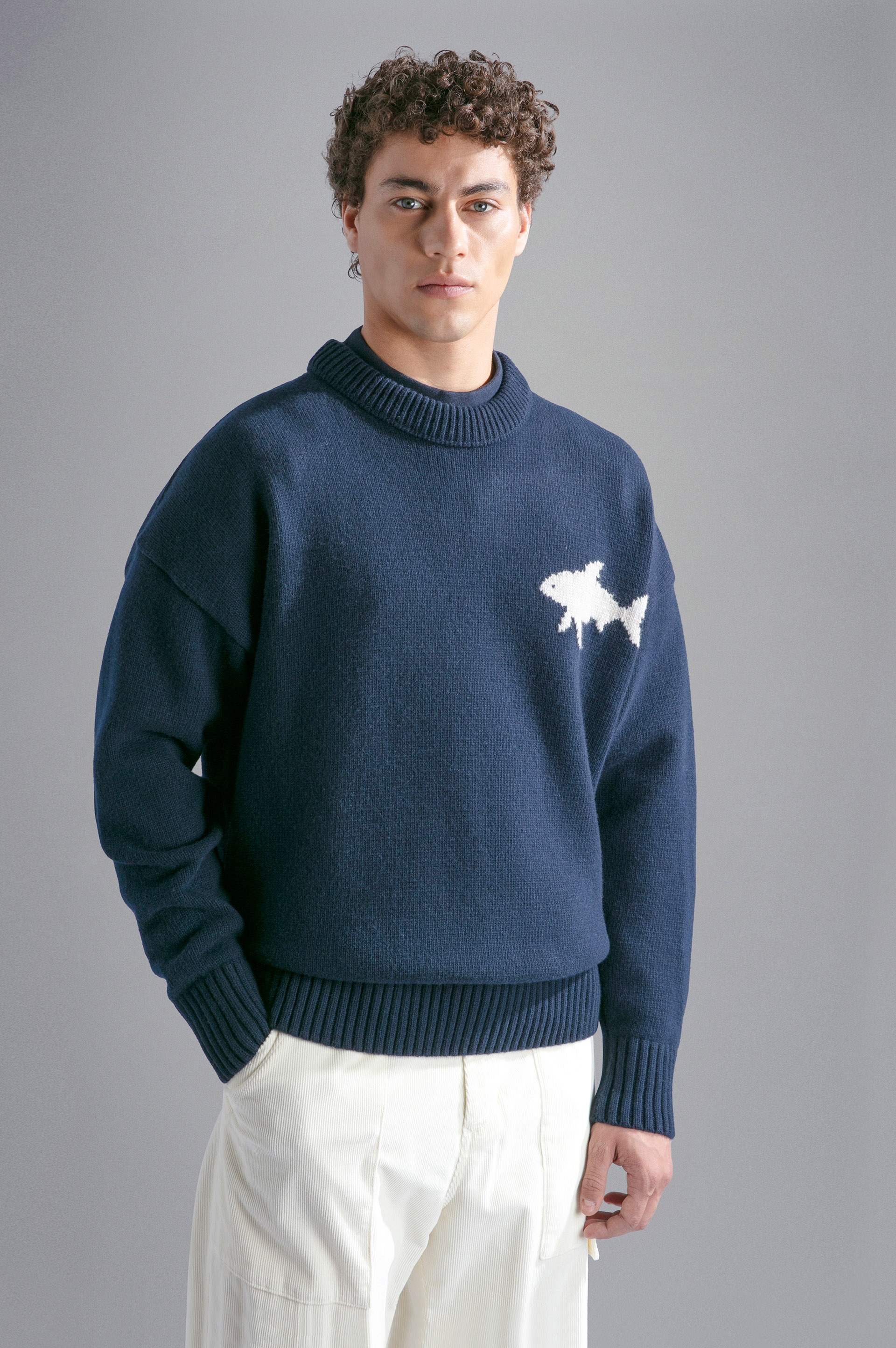 RE-WOOL SWEATER WITH SHARK INLAY - 7