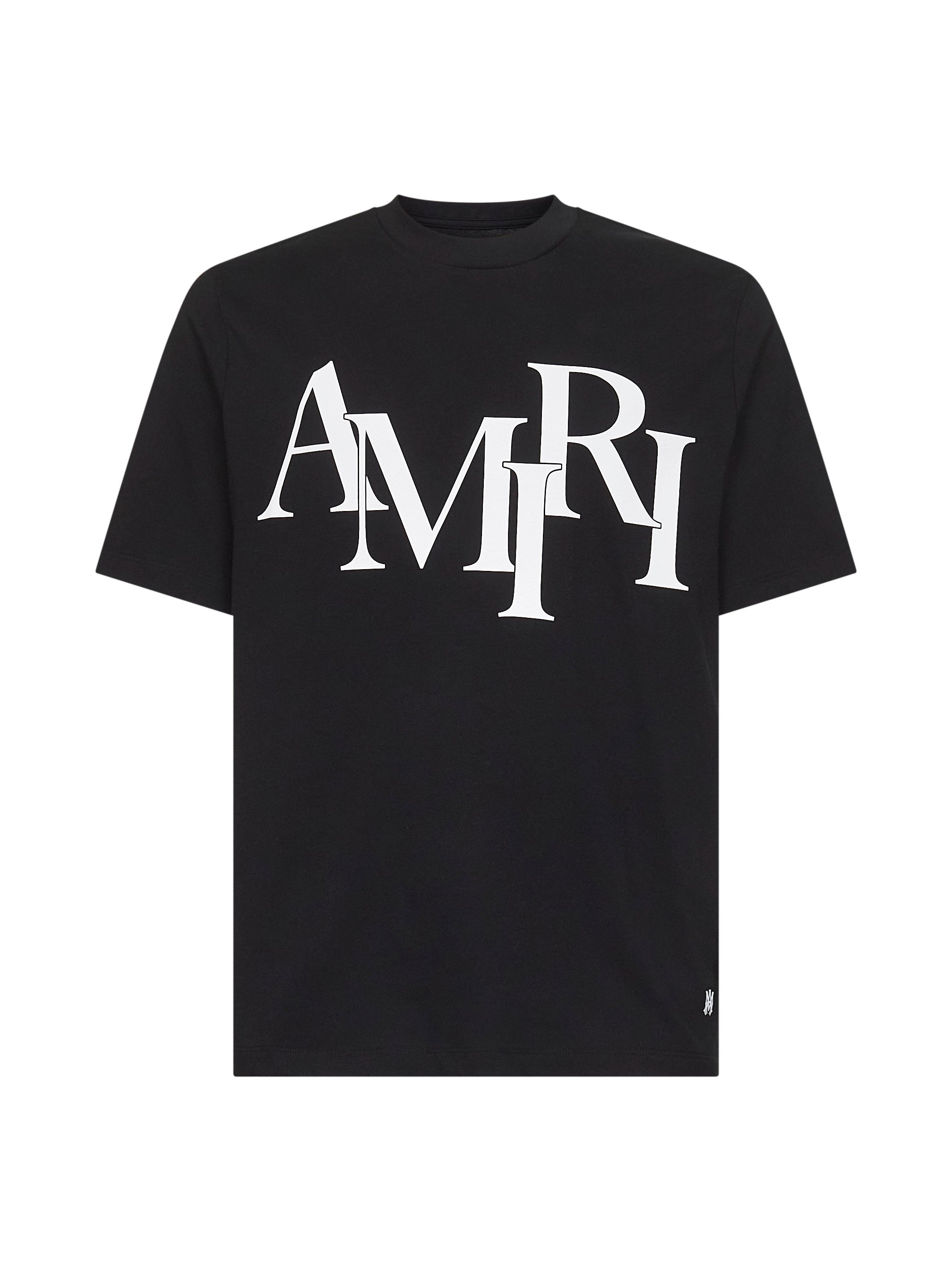 Amiri Men Black Amiri Staggered Logo T-Shirt - 1